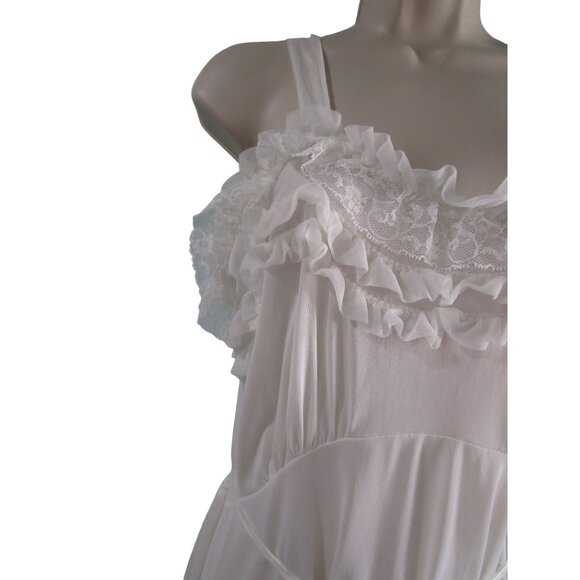 Vintage All Nylon White Lace Nightgown Robe Set M/L Capri Originals 1970s GUC - Picture 10 of 15